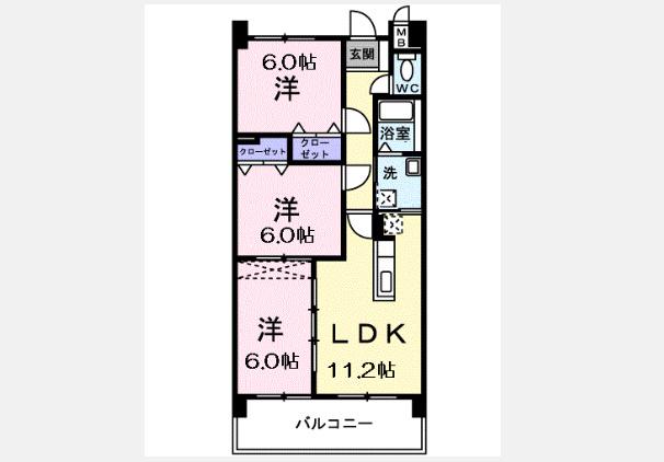 パールヒルズ大森(3LDK/8階)の間取り写真