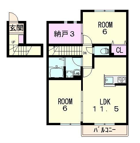 ファイン・レジデンスA棟(2SLDK/2階)の間取り写真