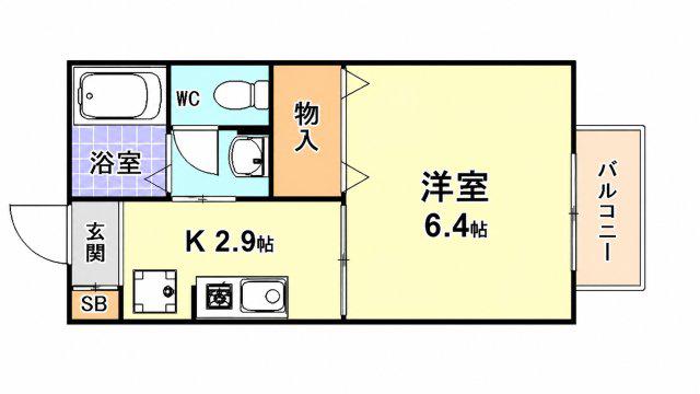 ROSA A(1K/2階)の間取り写真