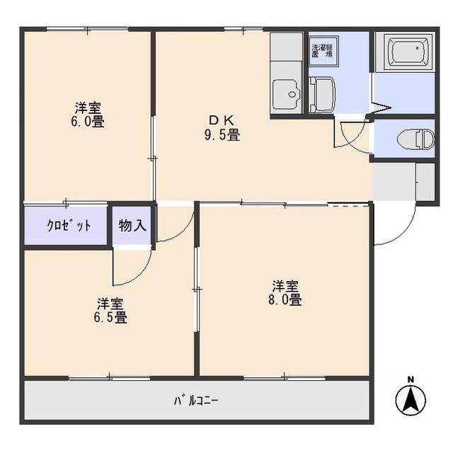 ヴィラージュJ(3DK/2階)の間取り写真