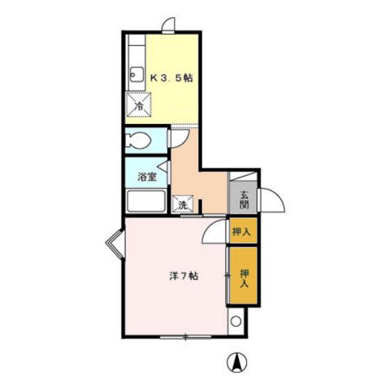 メイユール千羽 A(1K/2階)の間取り写真