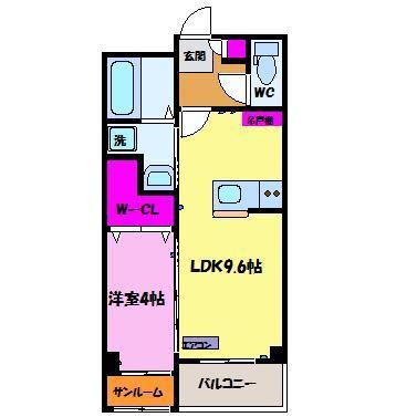 カーサフレンテ長江(1LDK/1階)の間取り写真