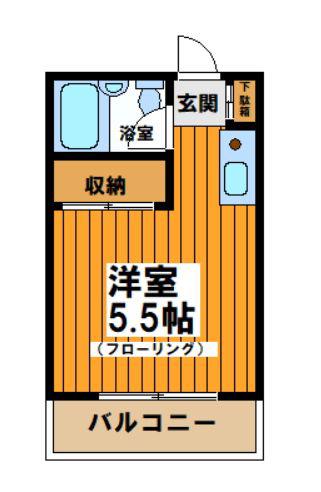 マメゾン羽根木(ワンルーム/2階)の間取り写真