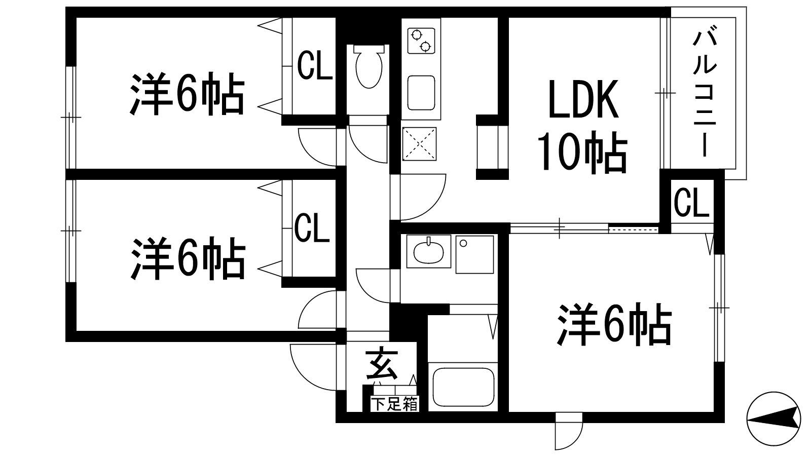 サニーハウス多田(3LDK/2階)の間取り写真