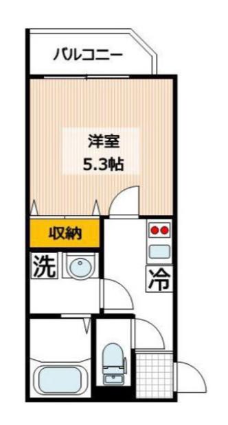 SEMPLICE中台(1K/2階)の間取り写真