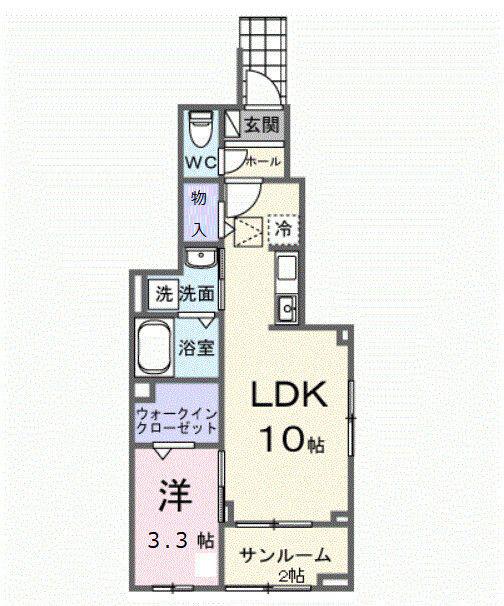 ヒカルサ清水本町(1LDK/1階)の間取り写真
