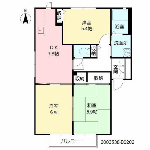 ドミール医大北B(3DK/2階)の間取り写真