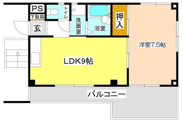 コーポ壱里山(1LDK/3階)の間取り写真