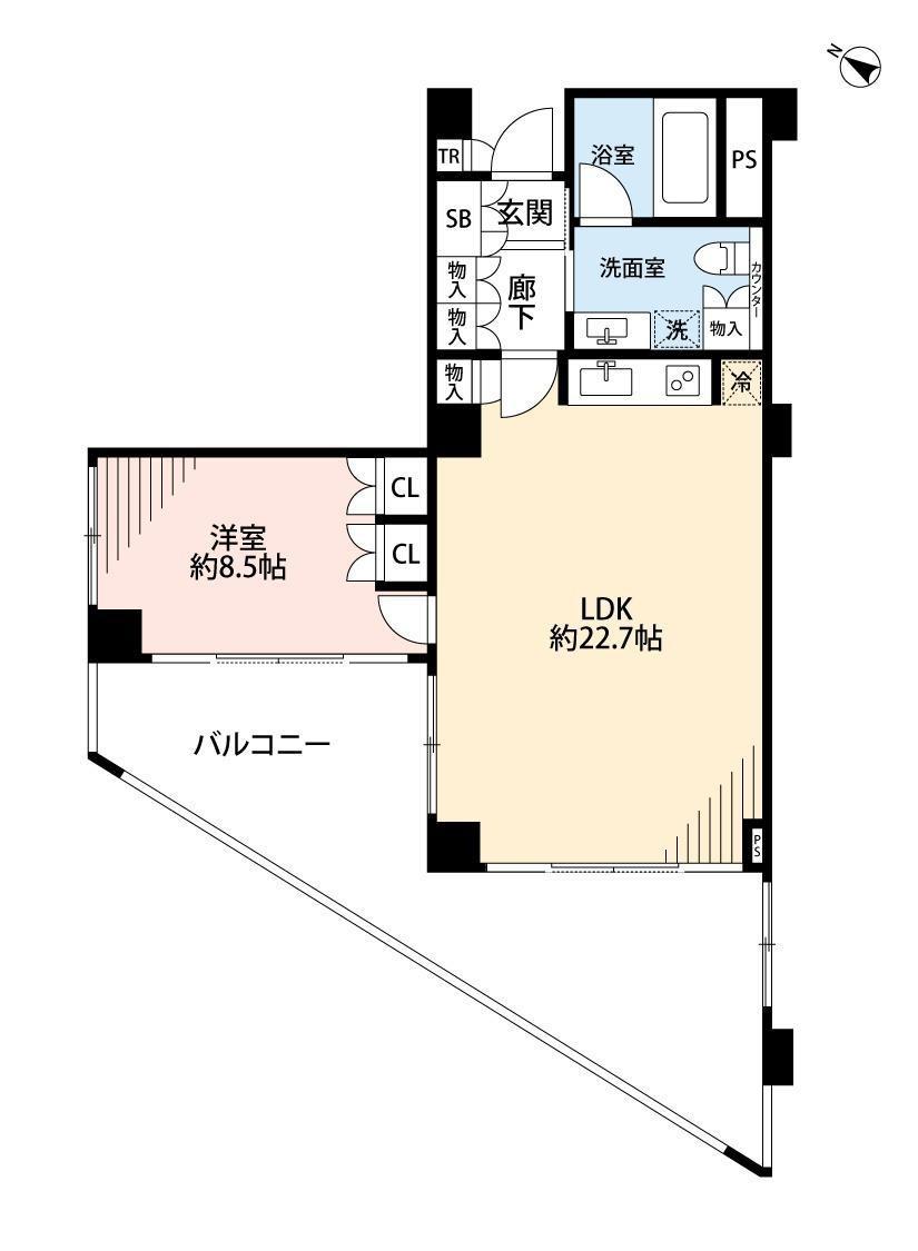 ヒューリック浅草一丁目(1LDK/3階)の間取り写真