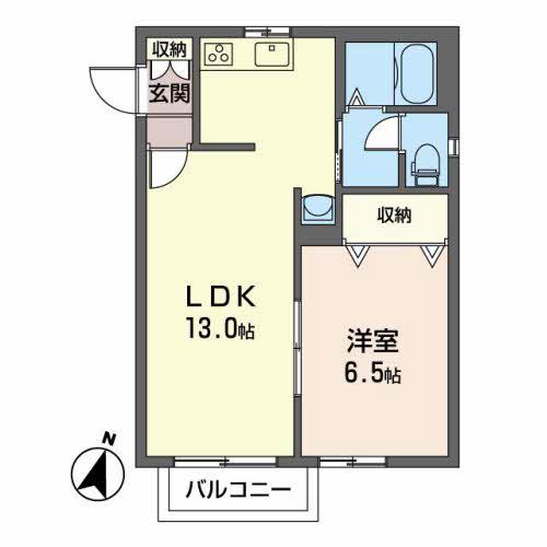 シャーメゾン福室(1LDK/2階)の間取り写真