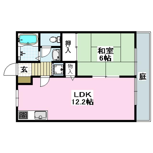 サンコート千里(1LDK/1階)の間取り写真