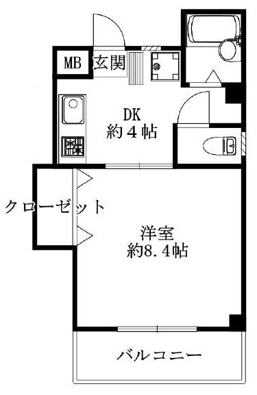 フィールド大石(1DK/3階)の間取り写真