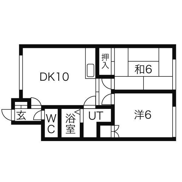 ニューローズA棟(2LDK/2階)の間取り写真