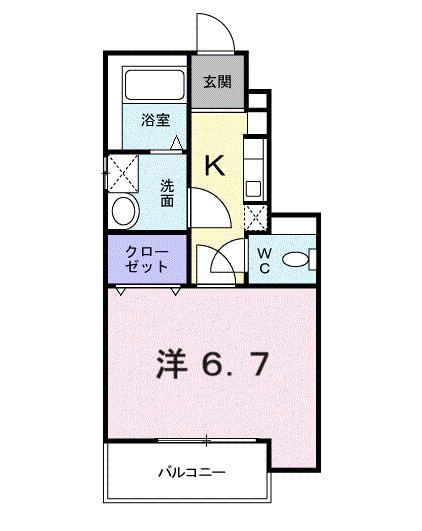 ハッピーハウス(1K/1階)の間取り写真
