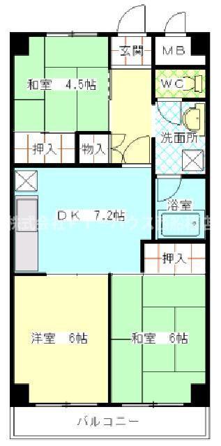 アミカル高橋(3DK/4階)の間取り写真