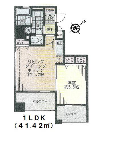 アルカディア西荻窪(1LDK/4階)の間取り写真