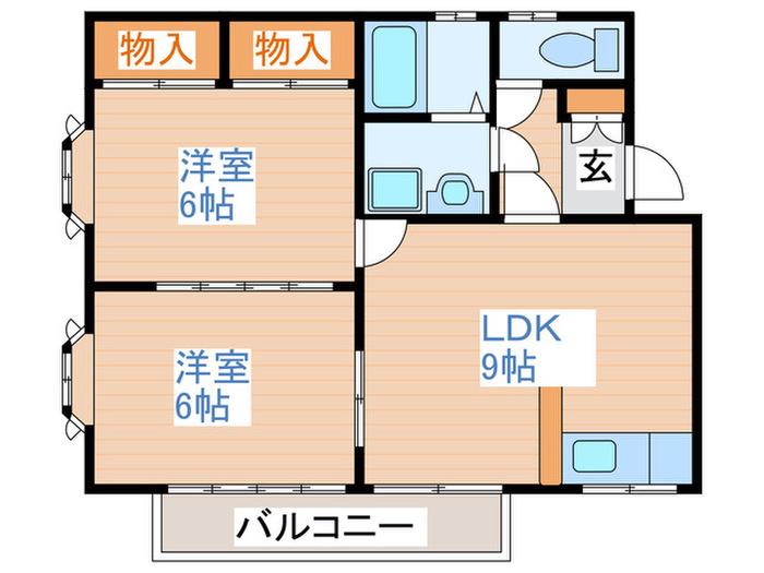 第2小林ハイツ(2LDK/1階)の間取り写真