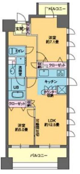 パークキューブ日本橋水天宮(2LDK/5階)の間取り写真