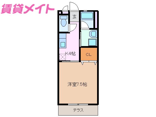 小古曽ヒルズ(1K/1階)の間取り写真