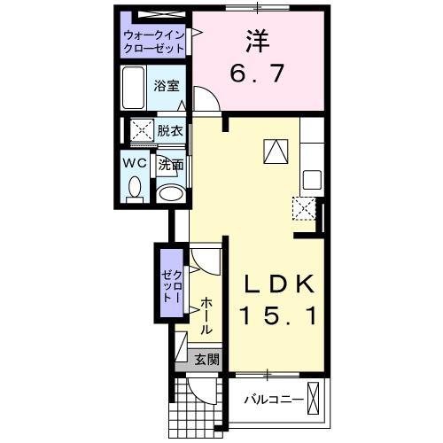 ベル・グランジェII(1LDK/1階)の間取り写真
