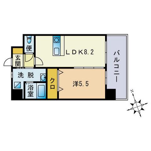 ニューリバー大名(1LDK/4階)の間取り写真