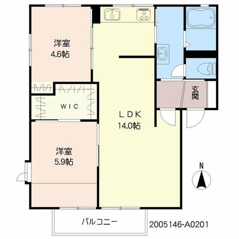 パークハイツ野上A(2LDK/2階)の間取り写真