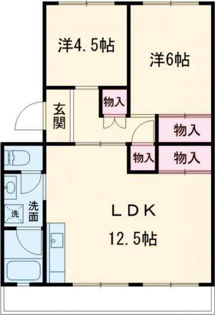 豊橋鉄道東田本線 井原駅(愛知) 徒歩38分 3階建 築51年(2LDK/2階)の間取り写真