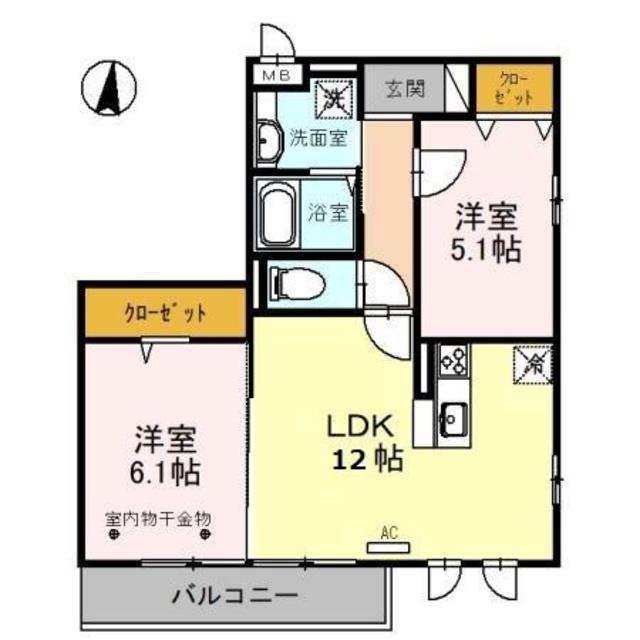 STONE VILLAGE(2LDK/2階)の間取り写真