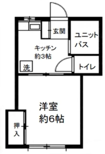 二村ハイツ(1K/2階)の間取り写真