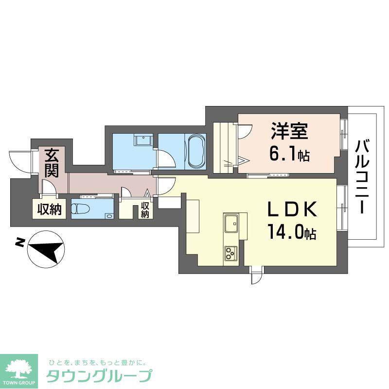 西武多摩川線 多磨駅 徒歩3分 3階建 築1年(1LDK/3階)の間取り写真