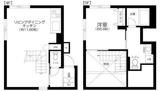 ブライト住吉(1LDK/4階)の間取り写真