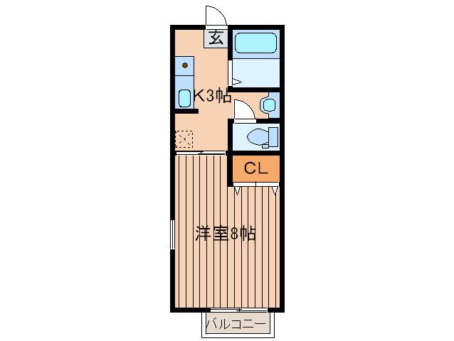 ロージア(1K/2階)の間取り写真