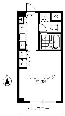 ソレイユ奥沢(1K/3階)の間取り写真