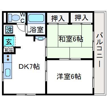 エステートピア五百住(2DK/2階)の間取り写真