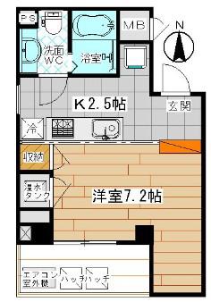 南青山スタジオフラット(1K/4階)の間取り写真