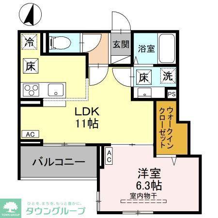 NOBLE VILLA東大成(1LDK/2階)の間取り写真