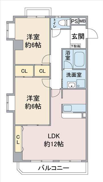 グレイスコート元郷(2LDK/7階)の間取り写真