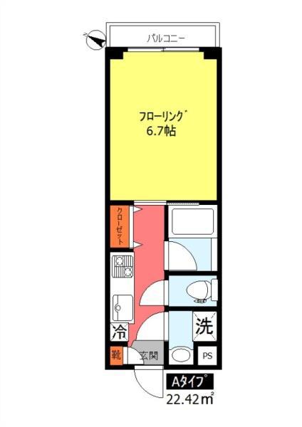  ボーテリジエール東雪谷(1K/2階)の間取り写真