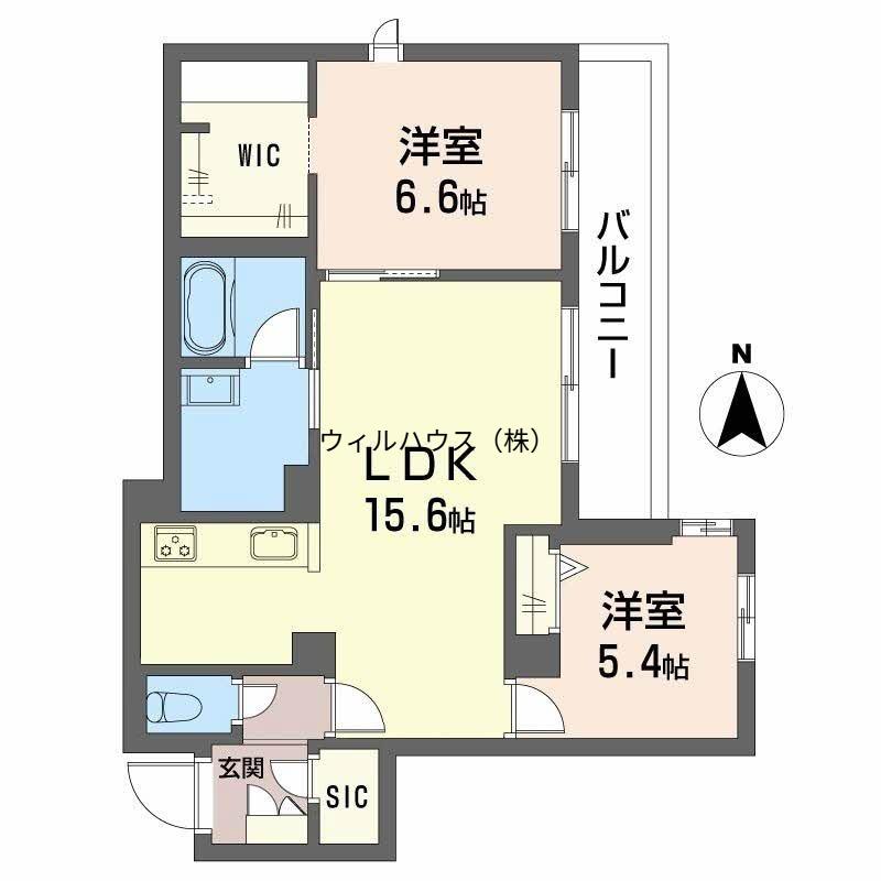 メゾン エディアン 新金岡(2LDK/2階)の間取り写真