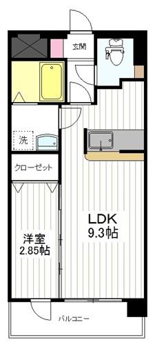アルファプライム小松島(1LDK/4階)の間取り写真
