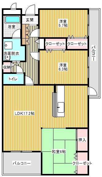 クレサンテーム(3LDK/4階)の間取り写真