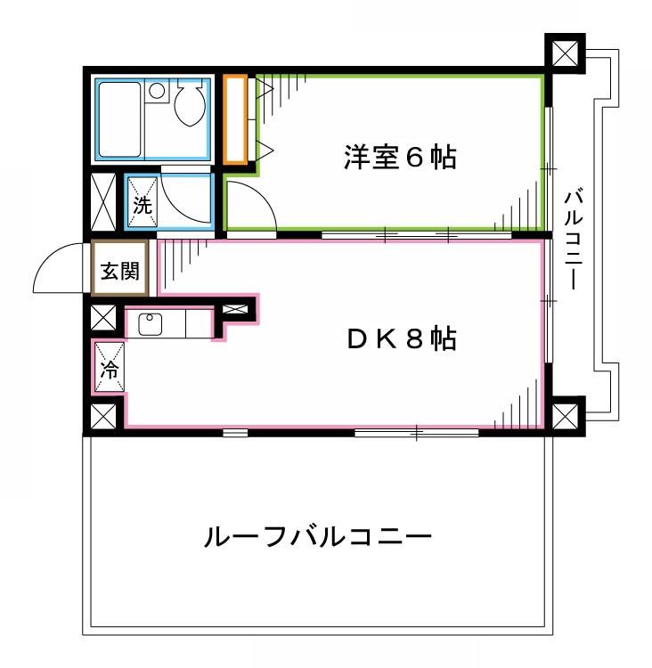 シャルマン中野坂上(1LDK/5階)の間取り写真