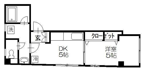 セーコー第5コーポ(1DK/1階)の間取り写真