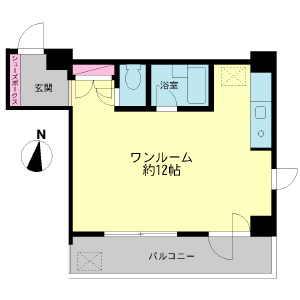 稲毛Kビル(ワンルーム/4階)の間取り写真