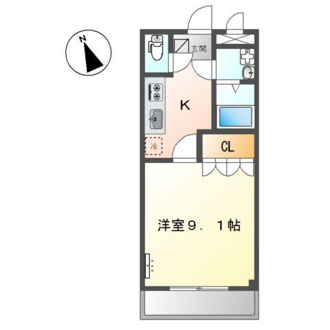 プレステージ曙(1K/1階)の間取り写真