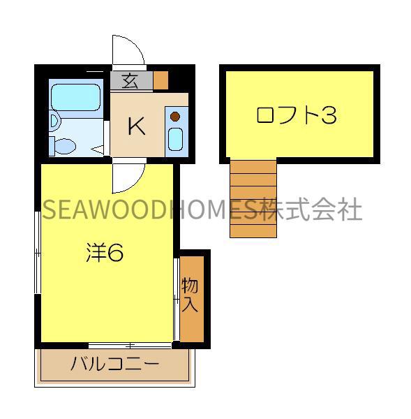 アパートメント東夏山(1K/2階)の間取り写真