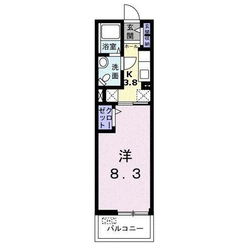 シャルモントウII(1K/3階)の間取り写真