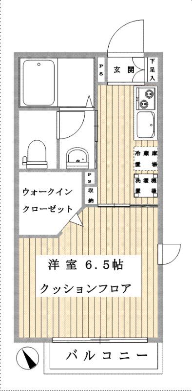 エントピアカタビラII(1K/1階)の間取り写真