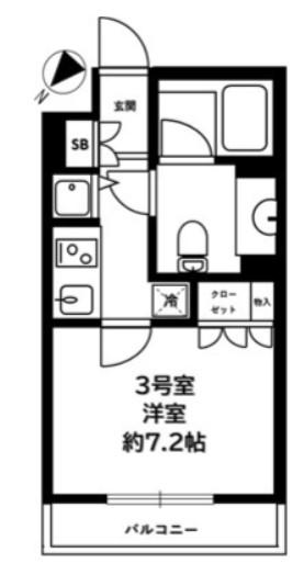シティタワー横濱(1K/8階)の間取り写真