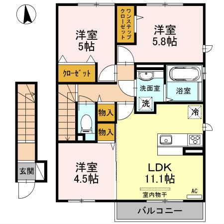 プリマベーラ八尾(3LDK/2階)の間取り写真